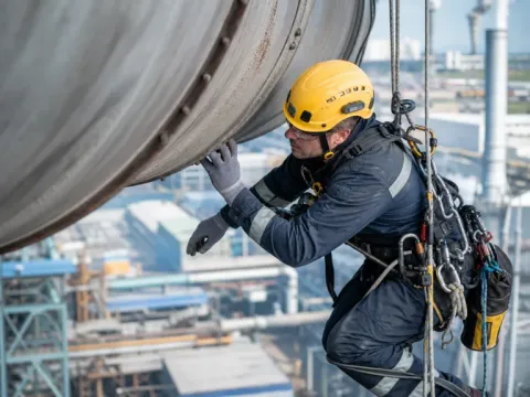 Inspecție pe un rezervor industrial — alpinism utilitar industrial