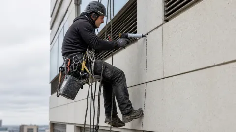 Etanșare de rost pe fațadă — alpinism utilitar